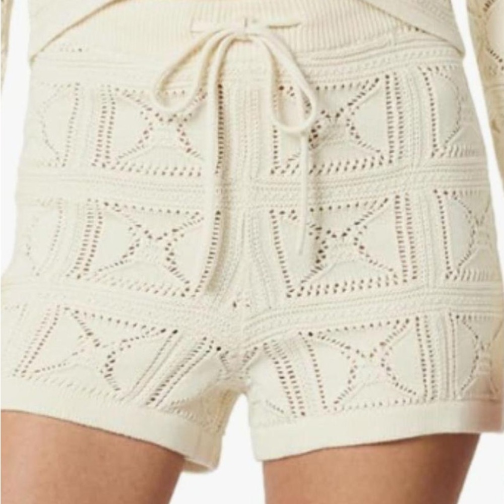 The Drop Women's Lee Drawstring Crochet Cream Knit Shorts size 2X NWT